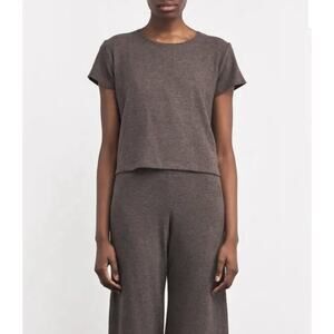 Leset Lauren Margo Short Sleeve Tee Shirt Brown S Quiet Luxury Minimalist Preppy